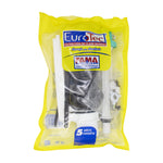 Herraje WC Euro-Tec 3" x 10"  Pal. Crom. B/Bco. M.Janet, Tornillos Plasticos y Esponjoso (2718)